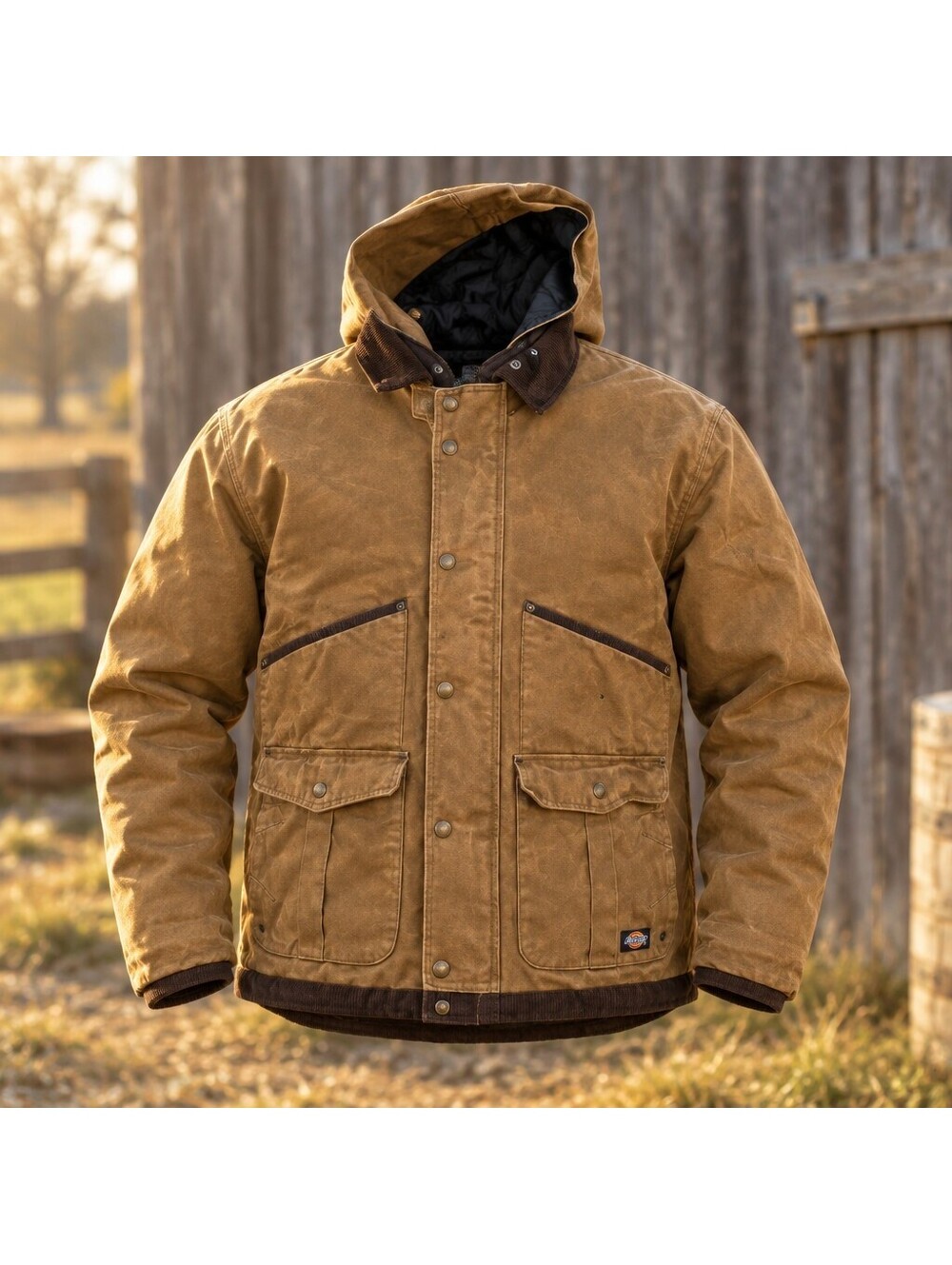 Vtg 94 Dickies 3X Brown Duck Canvas Field Hunting Farm Barn Hood Workwear Jacket